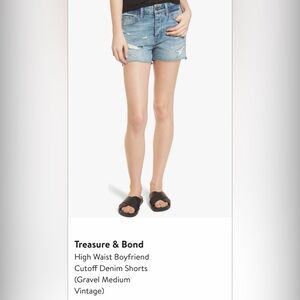 Treasure & Bond Foster Boyfriend High Rise Destructed Denim Shorts 26